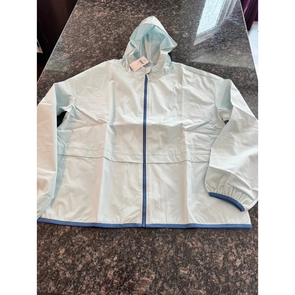 J. Jill Lake Shore Hooded Zip‎ Jacket Light Blue Tall Large LT 319213 New